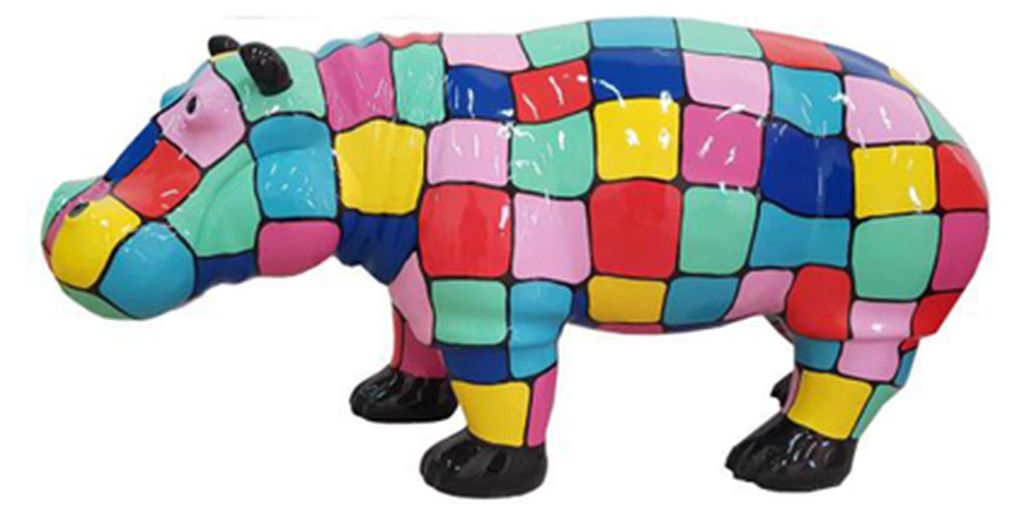 Design Dekoration Figur Nilpferd aus Kunststoff Skulptur Statuen 45x100cm Garten