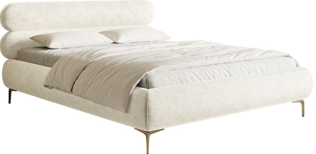 Selsey Roule - Polsterbett in Cremeweiß mit goldenen Füßen, 180 cm