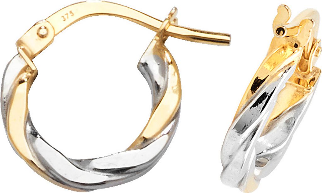 9 Karat (375) Bicolor Gold Damen - Paar Creolen - 8mm; WJS15967