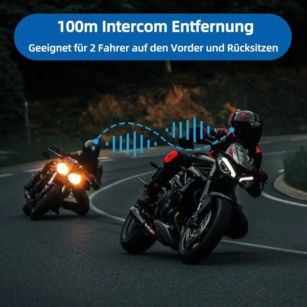 Interphone Moto Bluetooth Kit Main Libre Oreillette pour Casque Intégral - 10