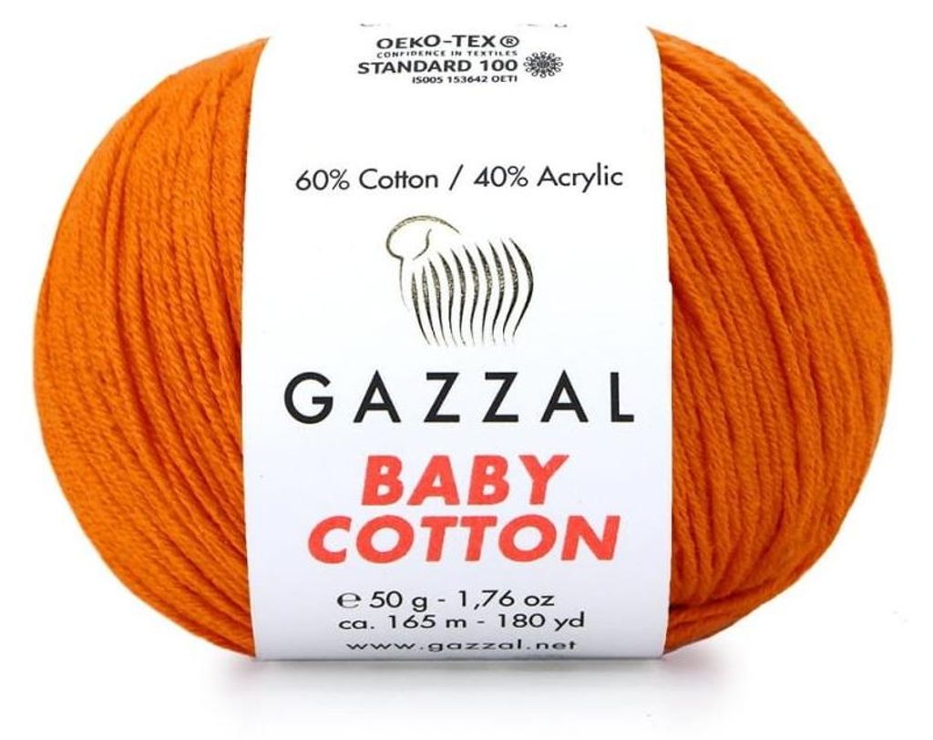 Wolle Gazzal Baby Baumwolle 3419 - orange - Stricken & Produktbild 