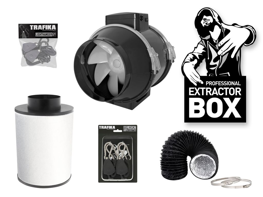 TRAFIKA Extractor KIT 125mm/250m3h Abluftset für Growbox – Produktbild 