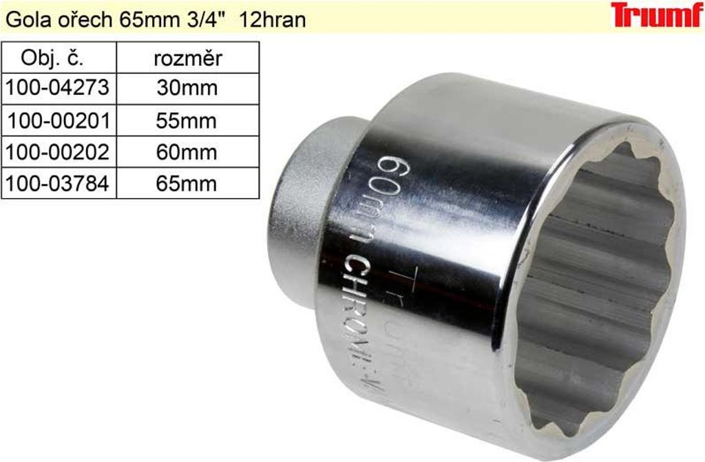 TRIUMF Gola Nussbaum 12-Kant 65mm 3/4" 12-Kant