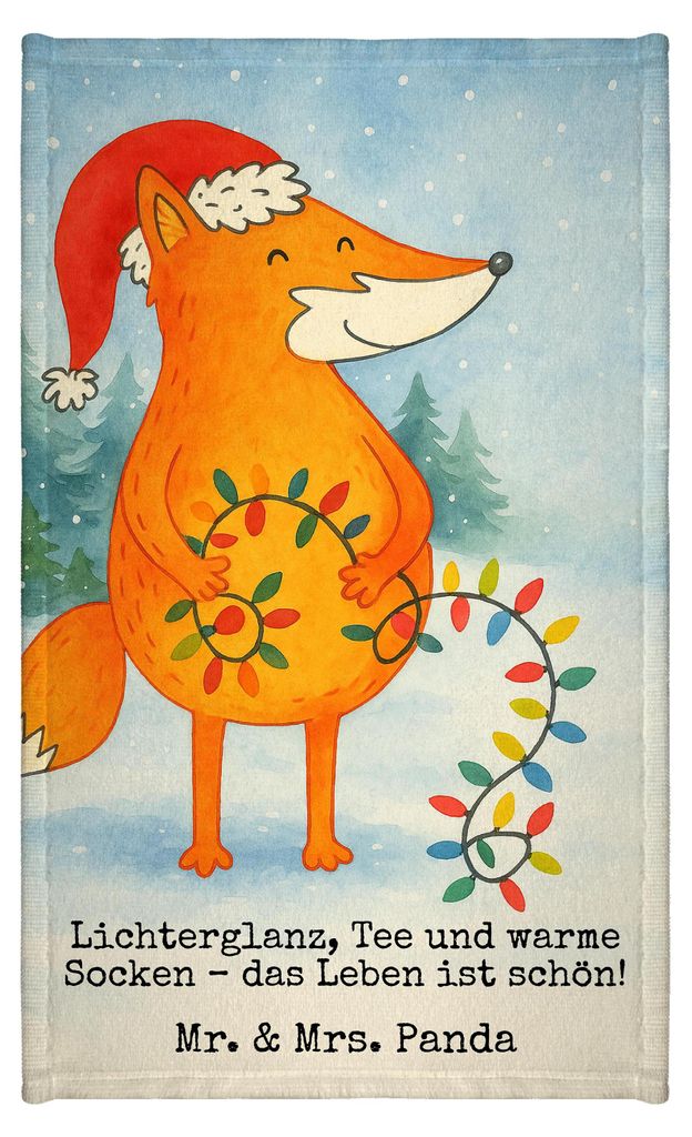 Mr. & Mrs. Panda Handtuch Fuchs Weihnachten Design - Weiß - Geschenk, Nikolaus, Gäste-WC, Heiligabend, Winter, Weihnachtsmann, Gästehandtuch Bun...
