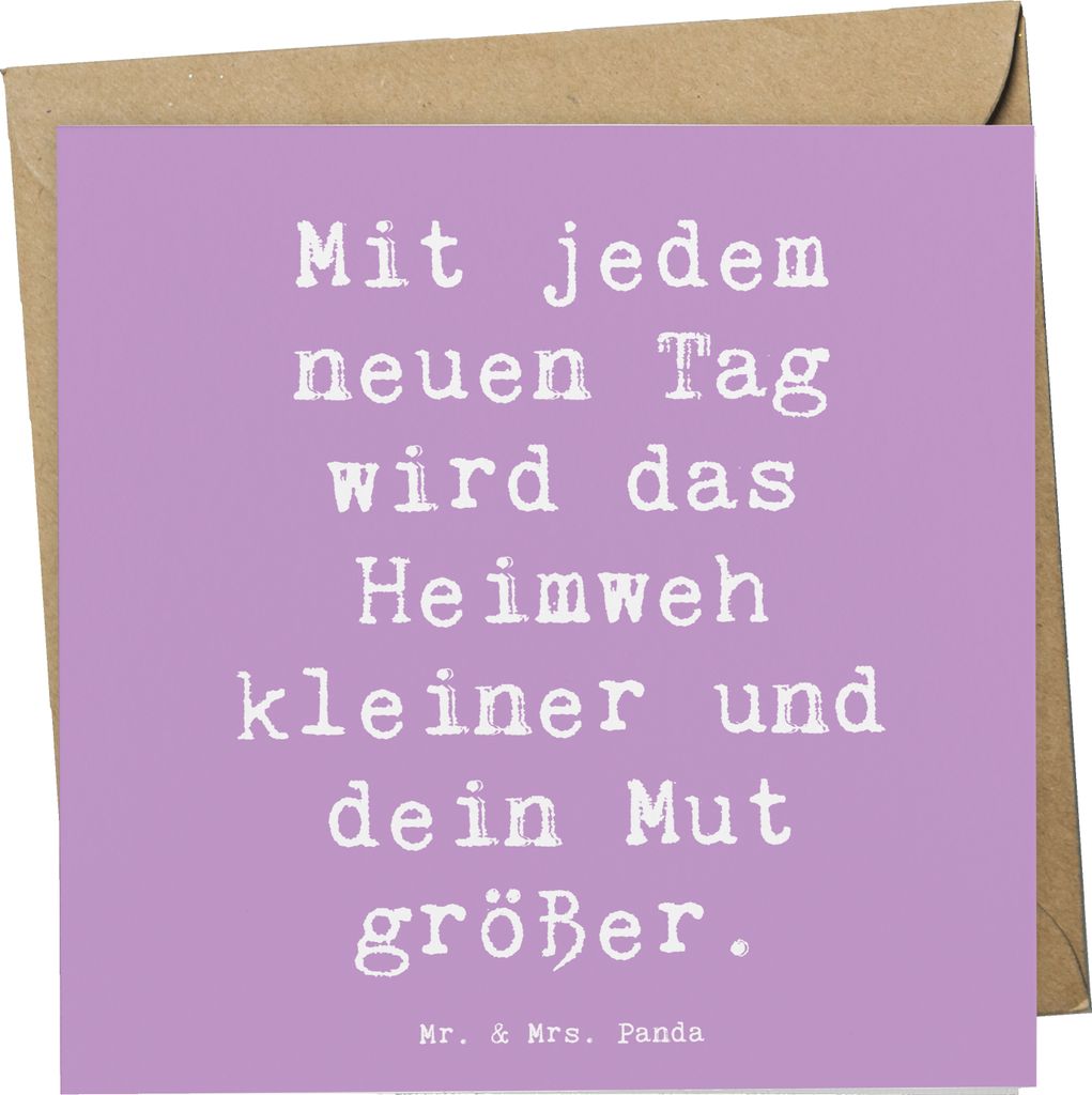 Mr. & Mrs. Panda Glückwunschkarte Spruch Heimweh überwinden Mut - Lavendeltraum - Geschenk, Klappkarte, Geschenke, faltkarte, Zukunft, Mutmacher,...