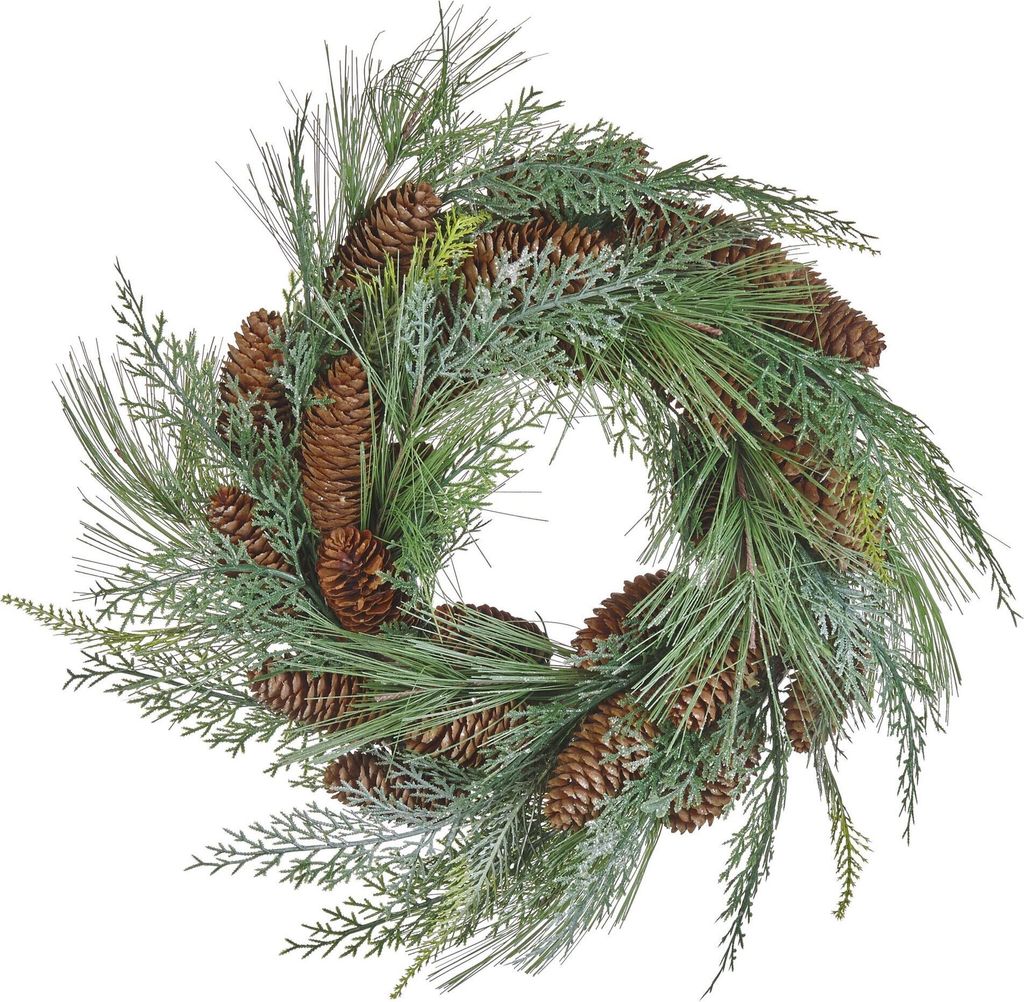 BELIANI Weihnachtskranz Grün 34 cm Rund Künstlich mit Tannenzapfen Kranz für Weihnachten Weihnachtsdeko Adventskranz
