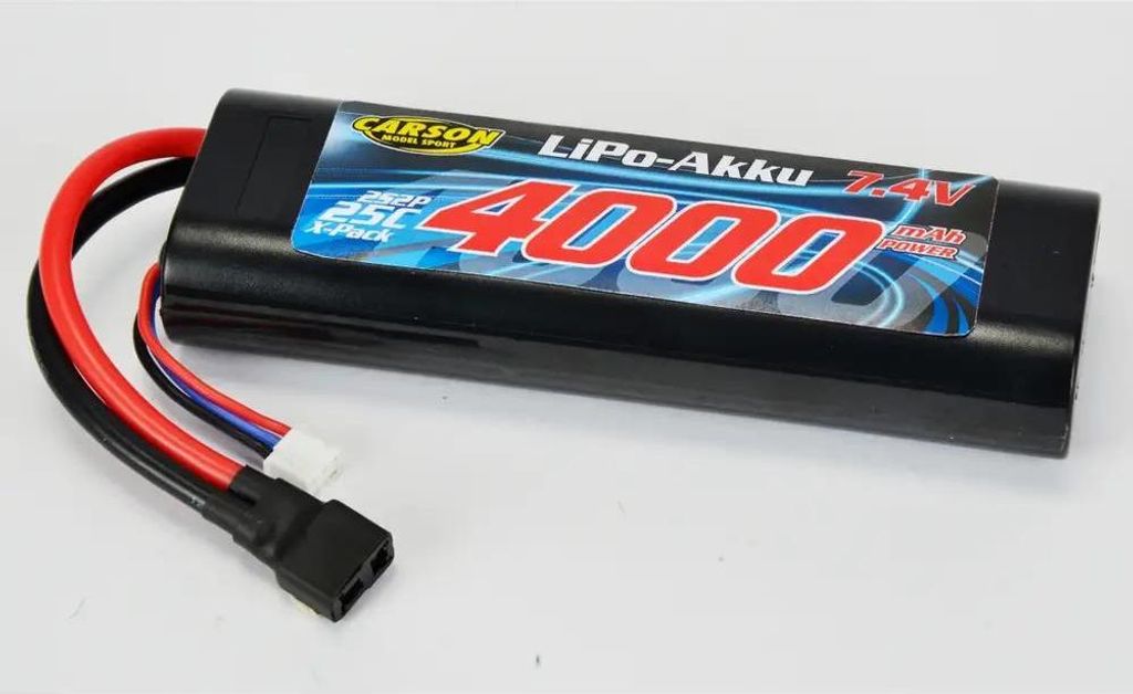 Carson LiPo Akku 7.4V 4000mAh 25C-Round, T Plug 2C Charge Produktbild 