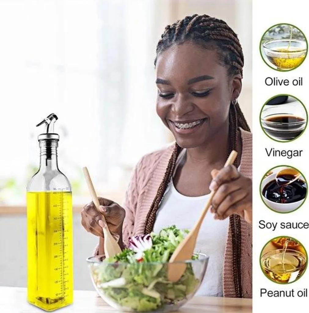 Set di 2 Dispenser Olio d'Oliva e Aceto con beccuccio, Dosatore Olio
