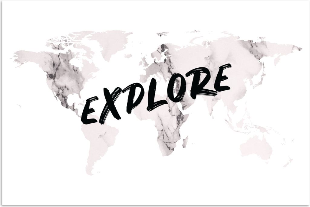 MuchoWow Poster Weltkarte - Marmor - Zitat 120x80 cm - Bilder