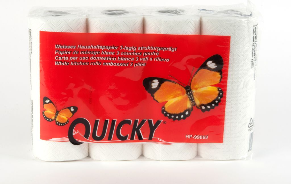 Quicky Küchenrolle, 3-lagig, Zellstoff, extra saugfähig,HP-99068