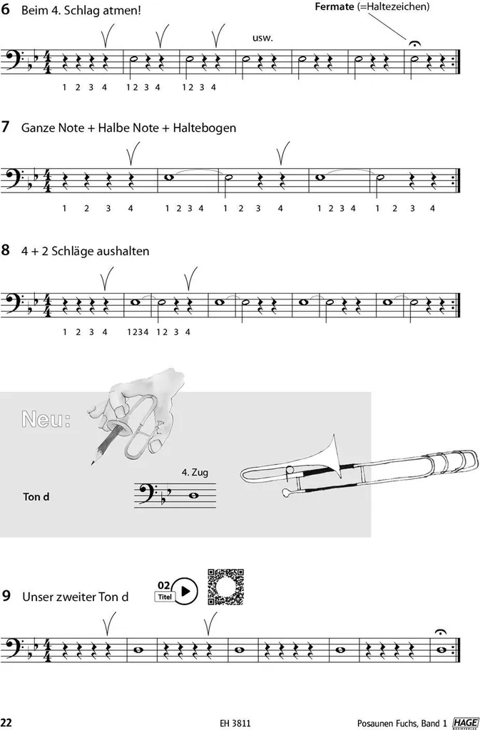 Progresser au Trombone : Méthode Posaunen-Fuchs Bd.1 et CD d'exercices
