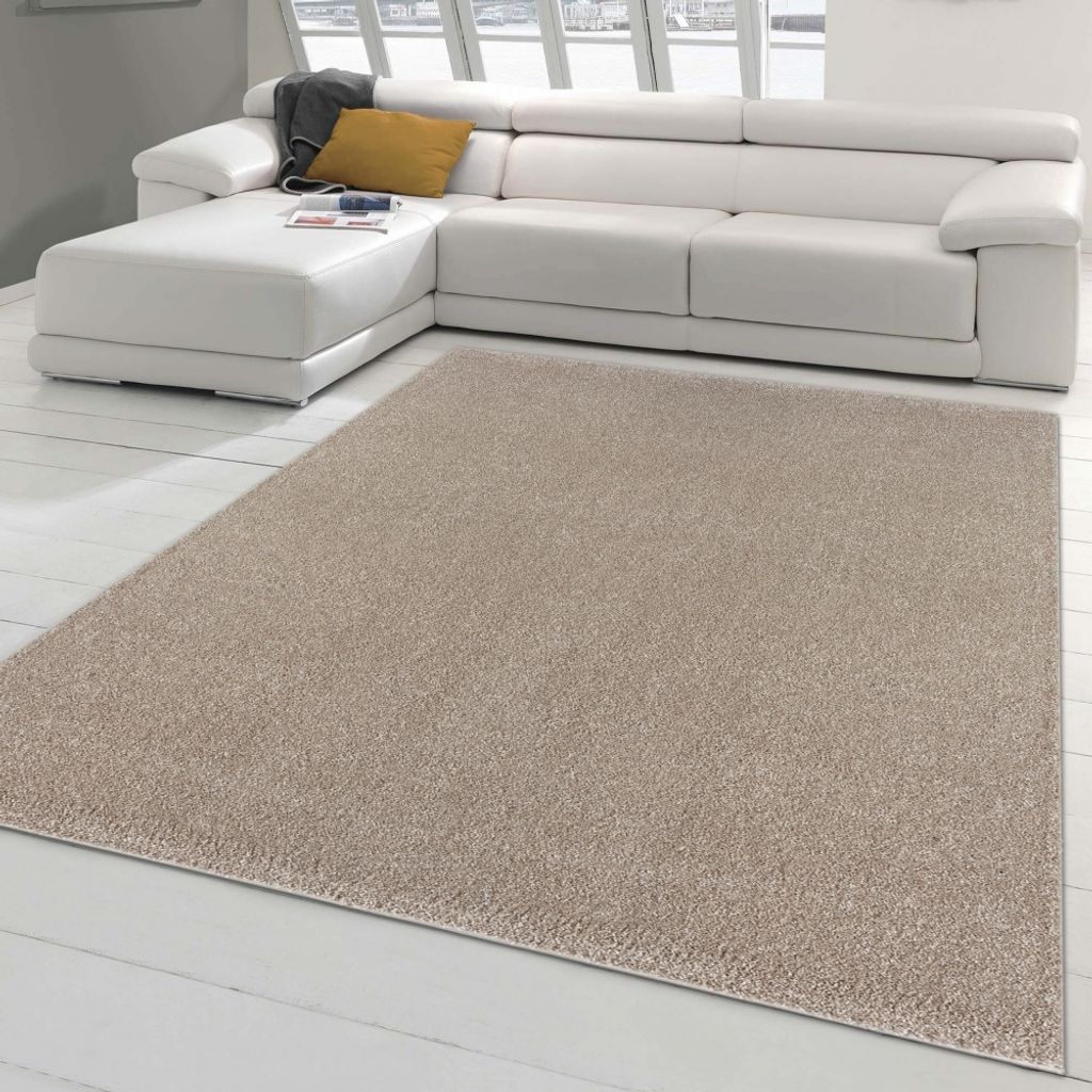 Klassischer Wohnzimmerteppich im Unidesign in beige Größe - 160 x 230 cm