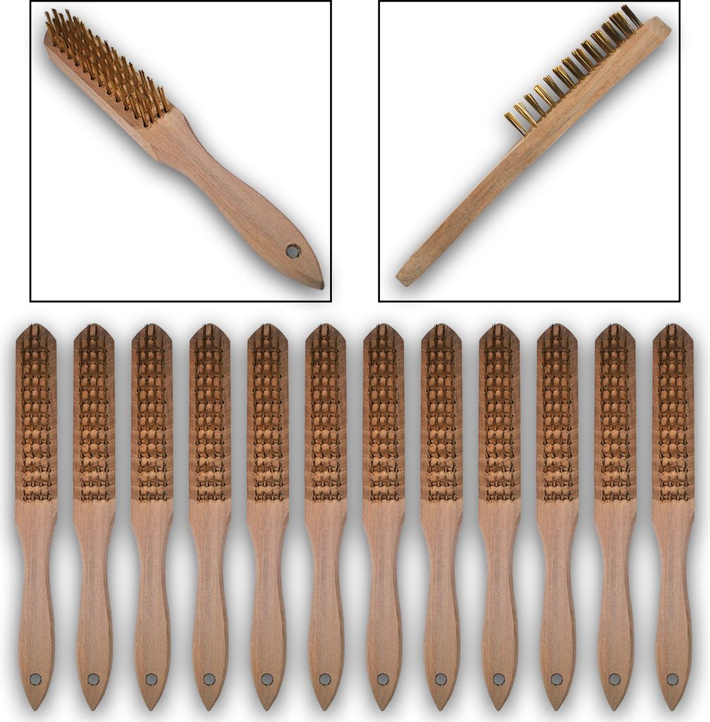 Drahtbürste Stahlbürste mit Holzgriff 12-Set, Bürste: Produktbild 