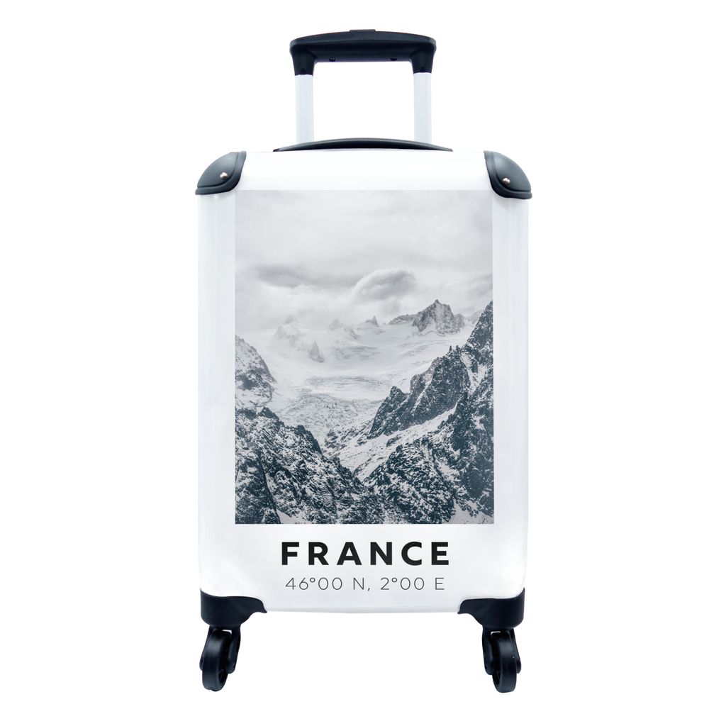 MuchoWow Koffer Handgepäck Trolley Rollkoffer Kleine Reisekoffer mit 4 Rollen - Frankreich - Berge - Schnee - Cabin Size < 55x40x23 cm & 55x40x2...