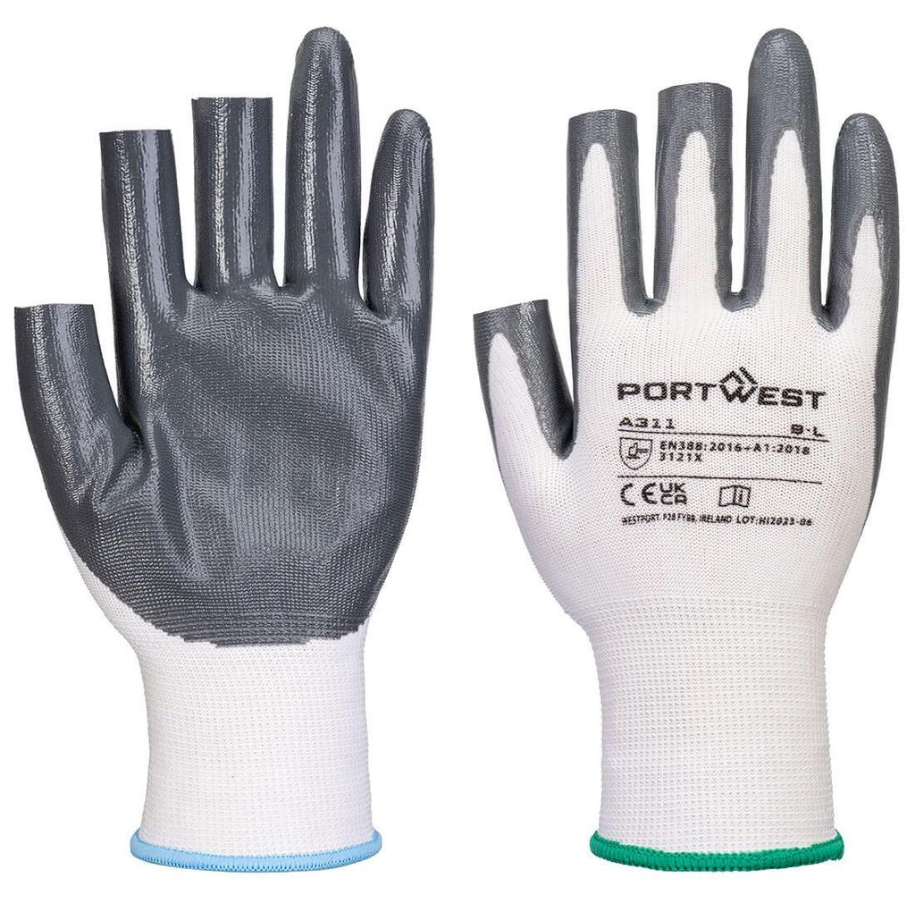 Gant Grip 13 aus Nitril (12 Paar) - Größe XS - Weiß/Grau - Portwest