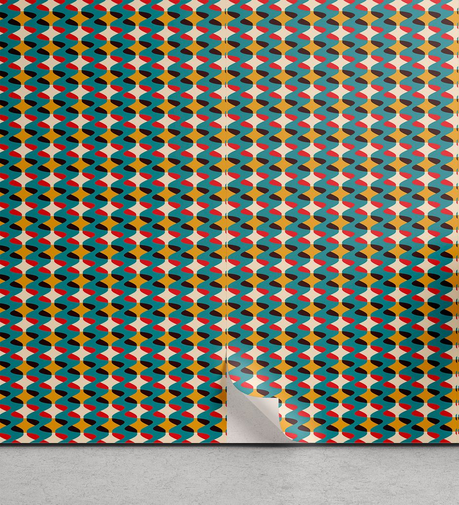 ABAKUHAUS Retro abziehbare & klebbare Tapete für Zuhause, Abstrakte wellenförmige Linie Kunst, selbstklebendes Wohnzimmer Küchenakzent, 33 cm x ...