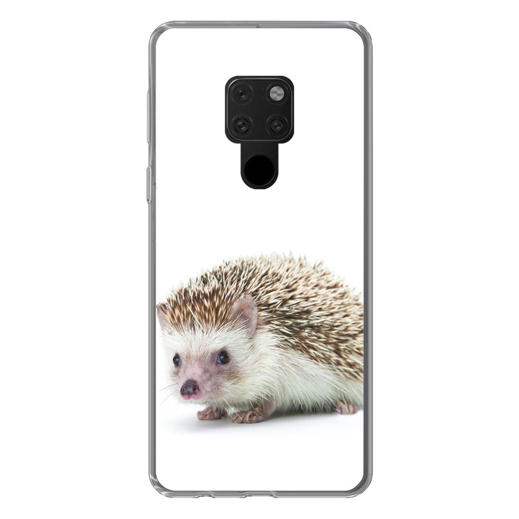 MuchoWow Handyhülle Schutzhülle Hülle für Huawei P40 Lite Igel - Tiere - Weiß Silikon Softcase Handy Hülle - Handy