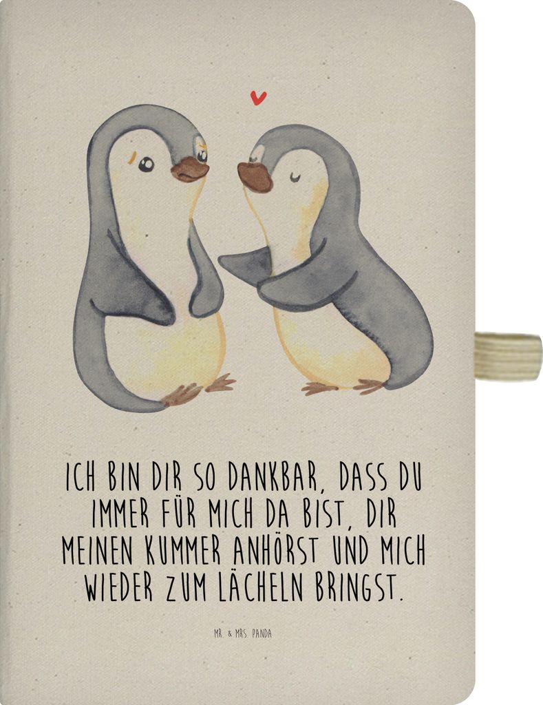 Mr. & Mrs. Panda Kladde Pinguine trösten - Transparent - Geschenk, Valentinstag, Tagebuch, für Frauen, Reisetagebuch, Freundin, Notizbuch DIN A5,...