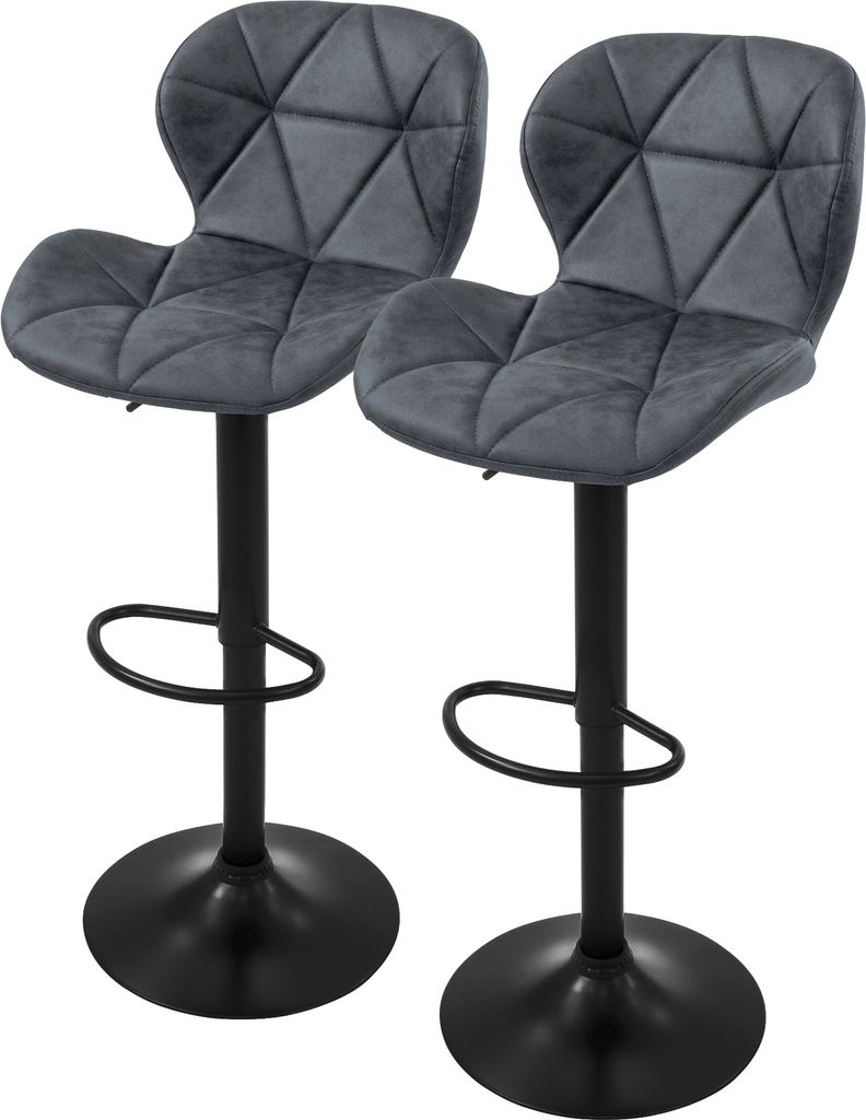 ML-Design 2er Set Barhocker Tresenhocker 360° drehbar, Kunstleder, Gepolsterter Barstuhl mit Rückenlehne und Fußstütze, 59-79 cm