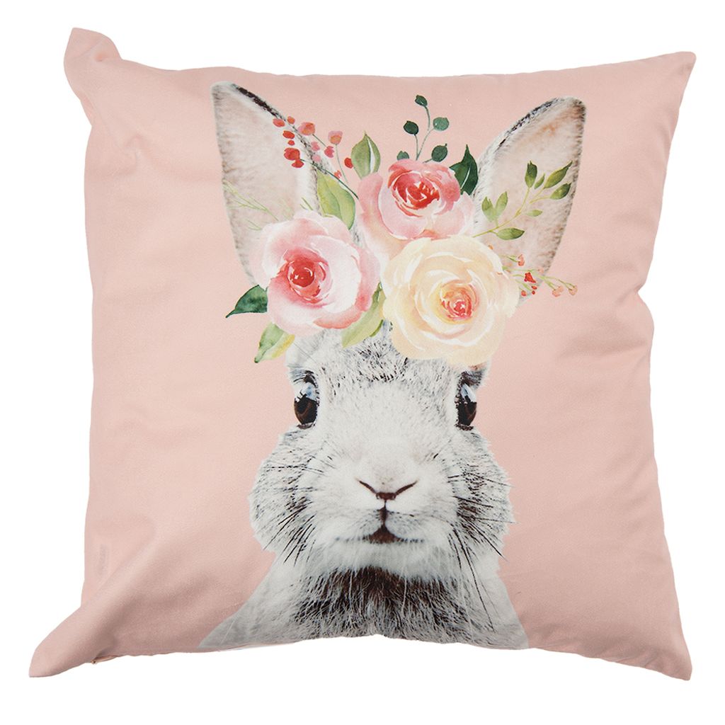 Clayre & Eef Kissenbezug 45x45 cm Rosa Weiß Polyester Produktbild 
