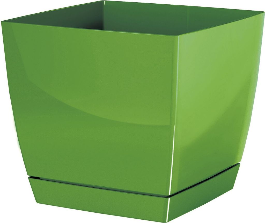 Coubi Pflanzgefäß quadratisch mit Schale oliv 21 cm