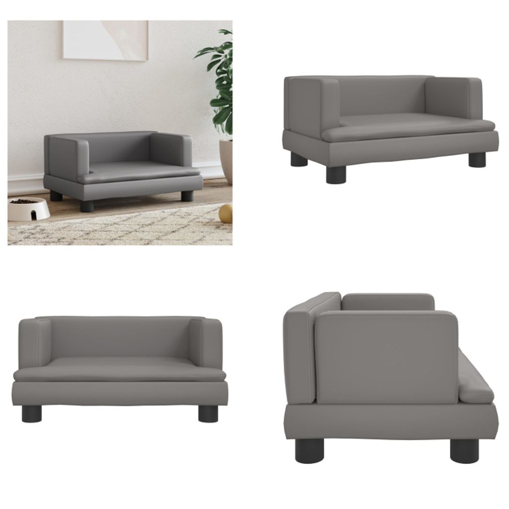 vidaXL Hundebett Grau 60x40x30 cm Kunstleder - Hundebett - Hundebetten - Hundesofa - Haustiersofa