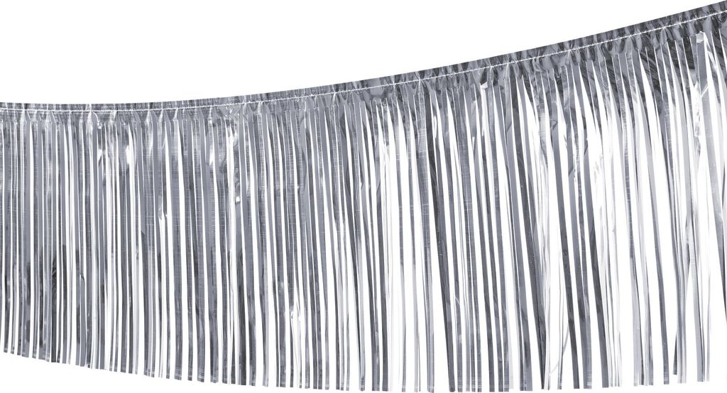 Silberne Folien-Fransengirlande 10 m lang, 30 cm Fransen