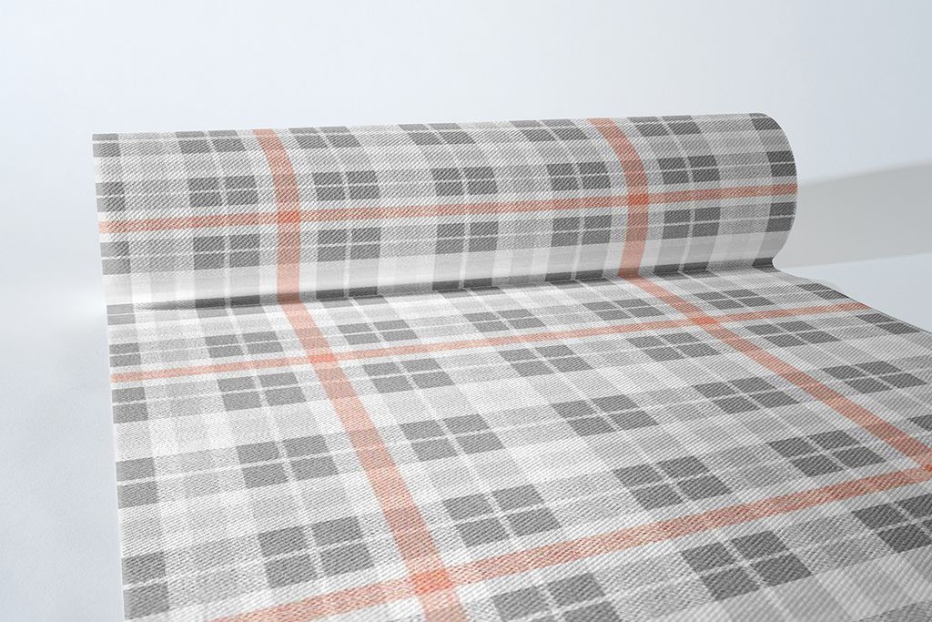 Airlaid Tischläufer Fred in Grau-Rot, 40 cm x 24 m, 1 Stück - Mank