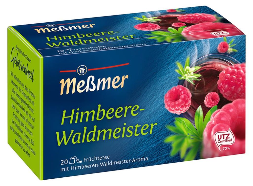 Meßmer Himbeere Waldmeister Früchtetee Beutel aromatisiert Produktbild 