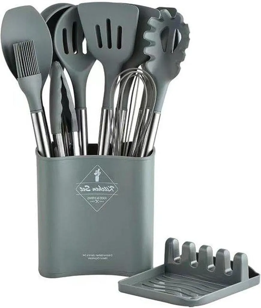 Ustensiles de cuisine gris pour pâtisserie et cuisson - 13 pièces