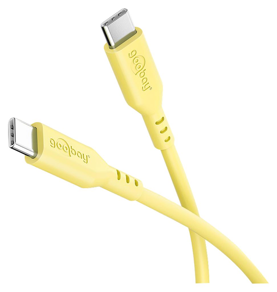 USB-C -Silikonkabel, 1,5 m, gelb, weiches und robustes Ladekabel für USB-C -Geräte