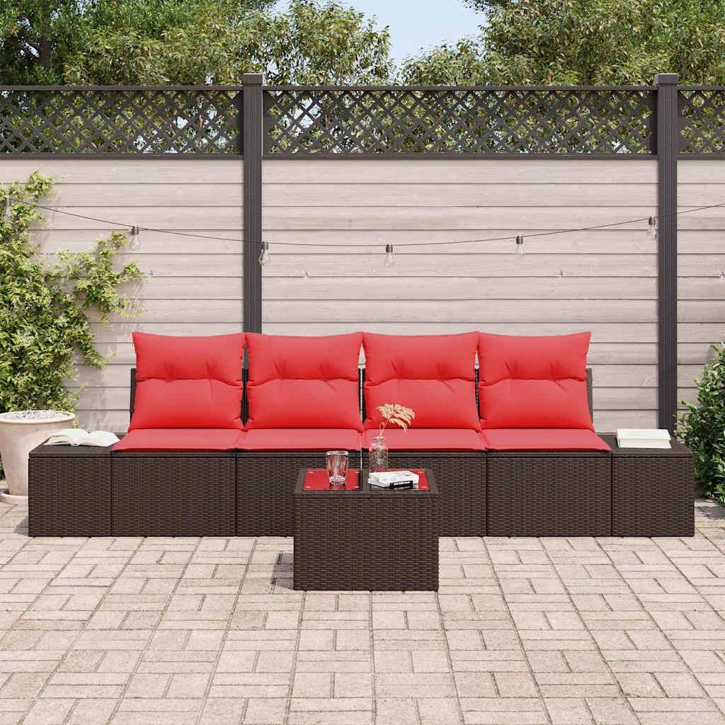 Möbel Balkonmöbel Gartenmöbel-Set - Braun - CLORIS Sofa Set mit Kissen 5 pcs - Braun Poly-Rattan,43.6 Kg - 549835