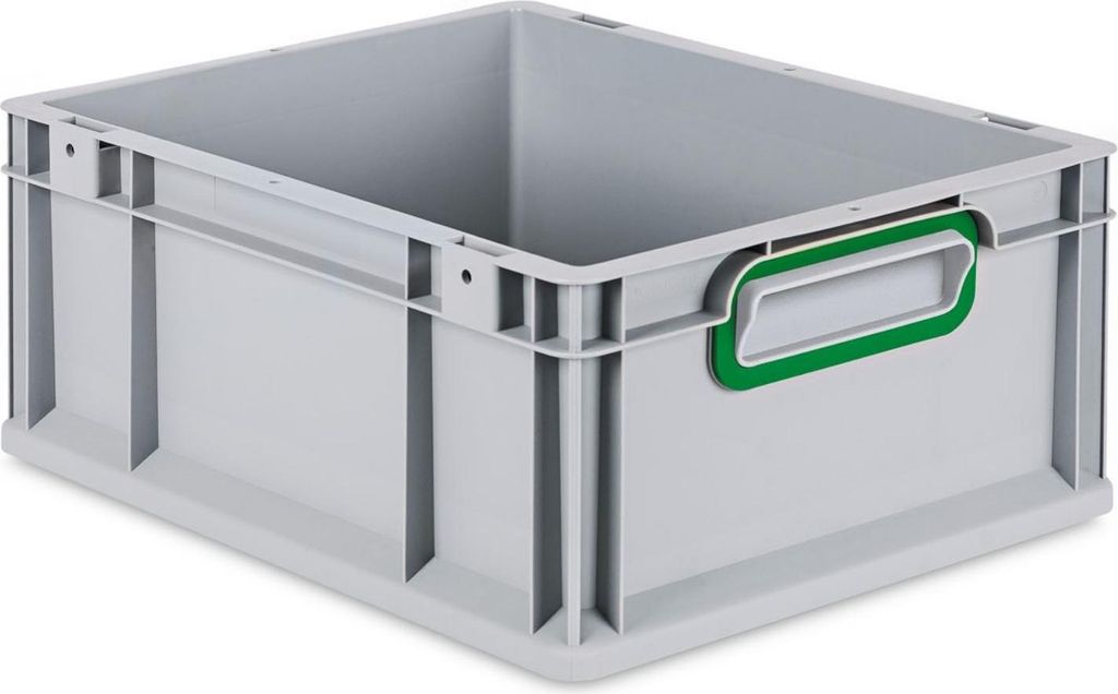 Eurobox NextGen Color | HxBxT 17x30x40cm | 16 Liter | Griffe grün geschlossen | Glatter Boden | Eurobehälter, Transportbox, Transportbehälter, S...