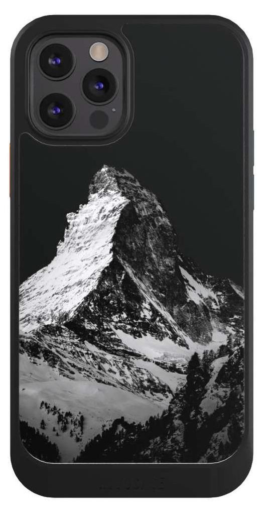 NIVOCASE Hülle für Apple iPhone 12 Pro Handyhülle NIVOcore Case Schwarz Alpspitze Berg Schnee
