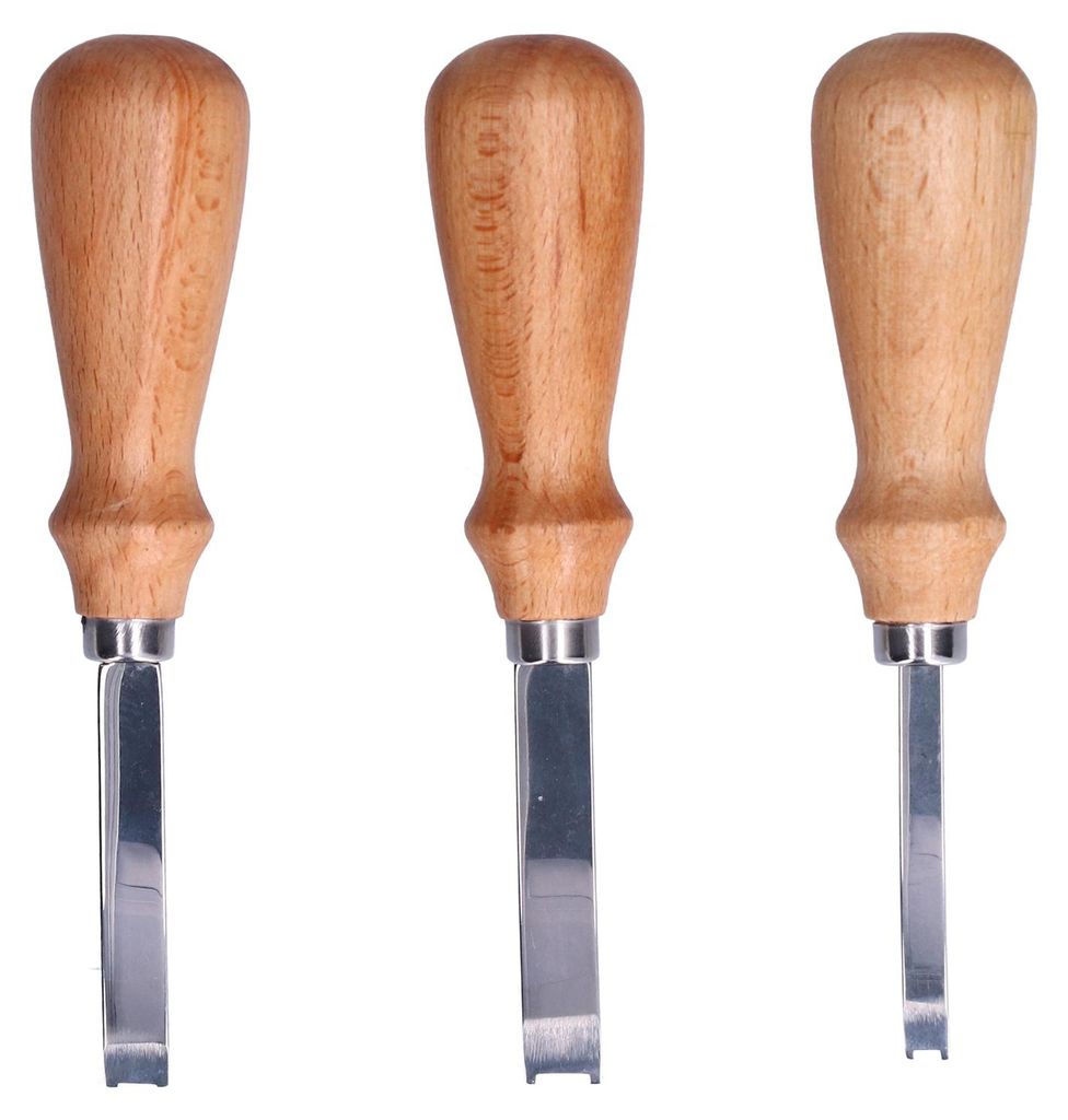3 Stück Lederkantenschräger, 4, 6, 8 mm, Edelstahl, langlebig, gebogenes Design, komfortabler Griff