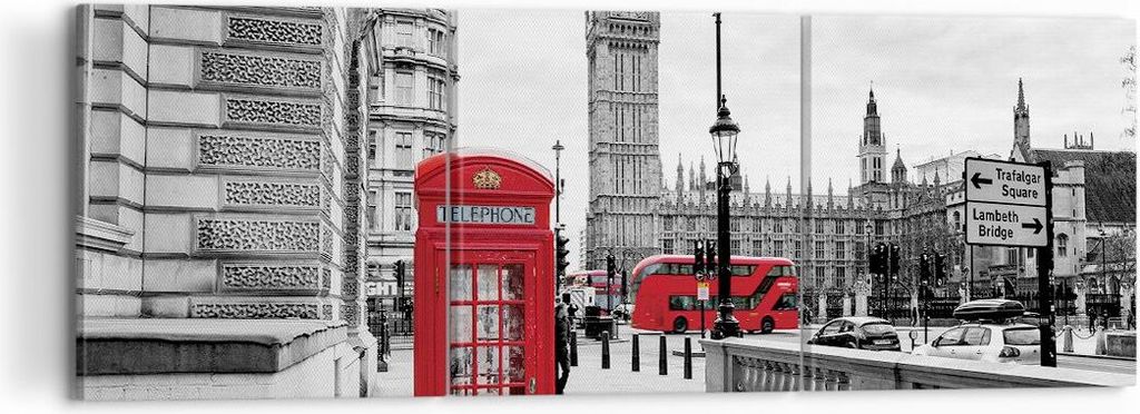 Bild auf Leinwand - Leinwandbild - 3 Teile - Schuppen Telefon London - 120x40cm - Wand Bild - Wanddeko - Wandbilder - Leinwanddruck - Bilder - Wand...