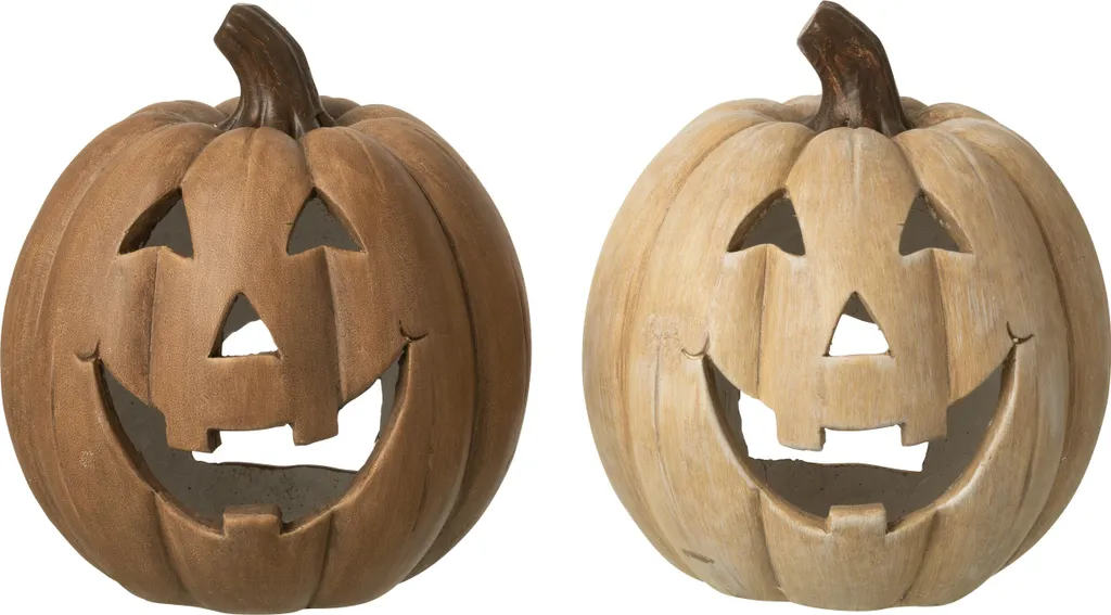 Déco Halloween durable : Duo de Chandeliers Citrouille en argile J-Line