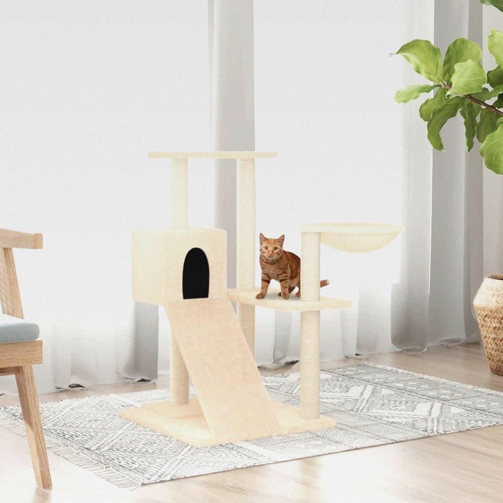 Kratzbaum mit Sisal-Kratzsäulen Creme 82 cm Katzenmöbel für kleine und große Katzen