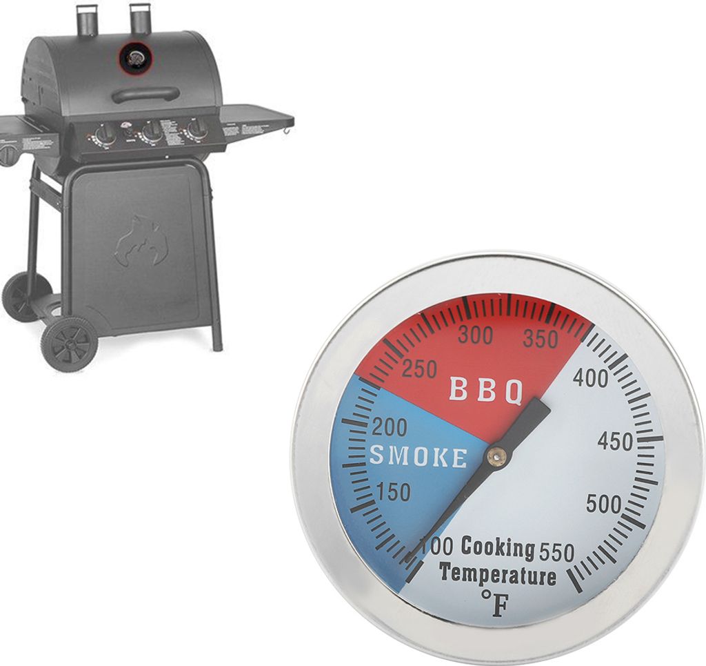 Thermometer, BBQ Thermometer, Edelstahl BBQ Thermometer, BBQ Haube Temperatur, BBQ Runde Thermometer