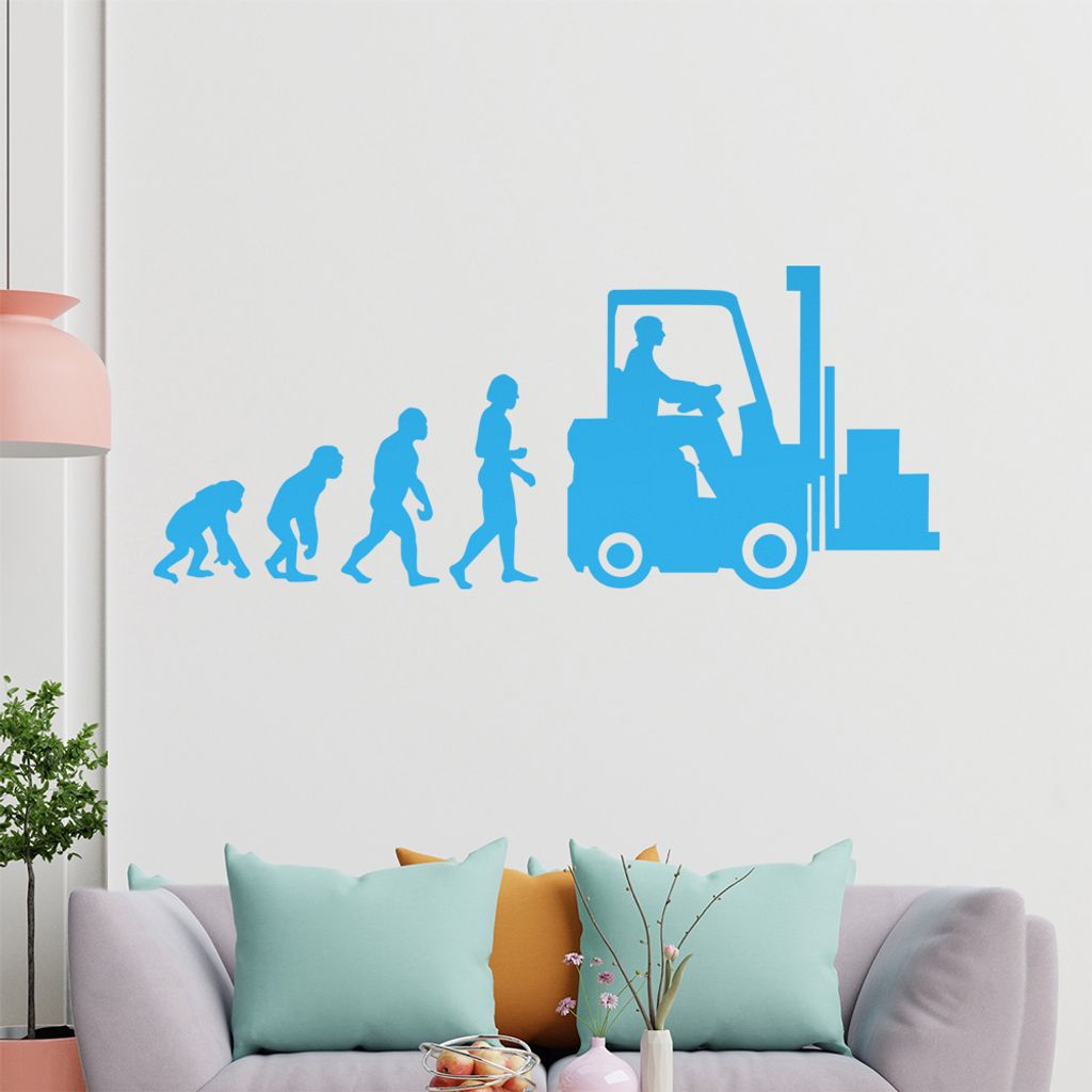 KIWISTAR Evolution Gabelstaplerfahrer Beruf Wandtattoo in 6 Größen - Wandaufkleber Wall Sticker - Dekoration, Küche, Wohnzimmer, Schlafzimmer, B...