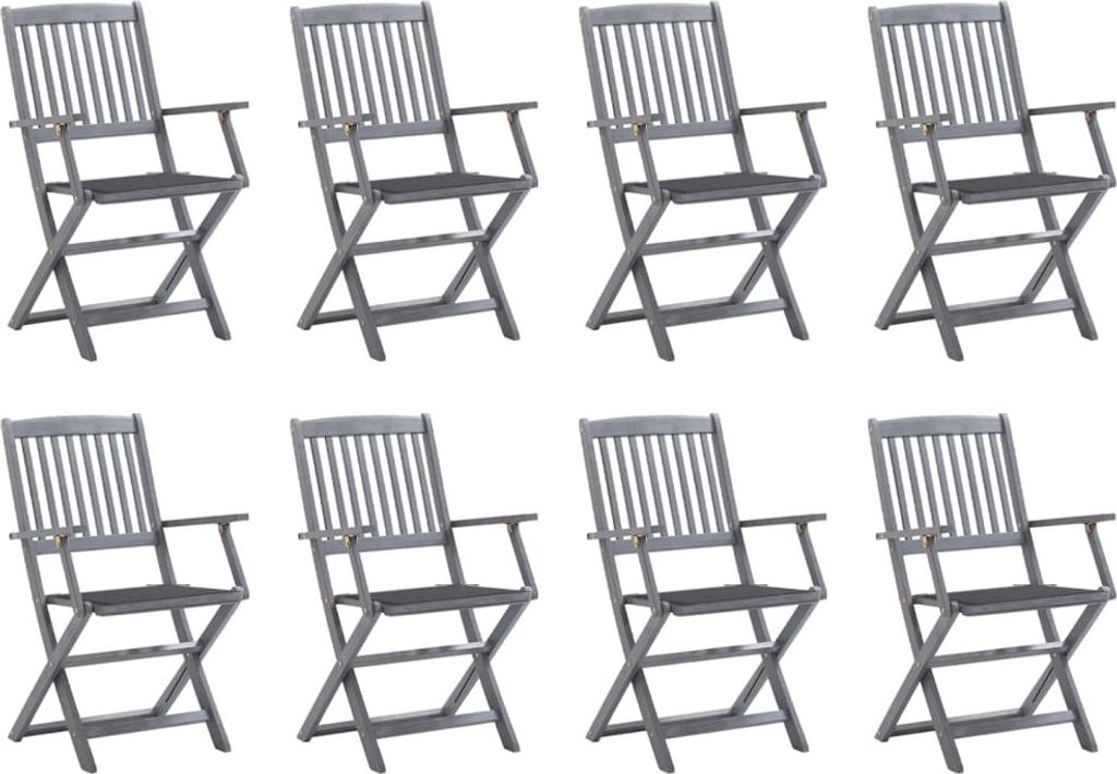 Klappbare Gartenstühle 8 Stk. mit Kissen Massivholz Akazie