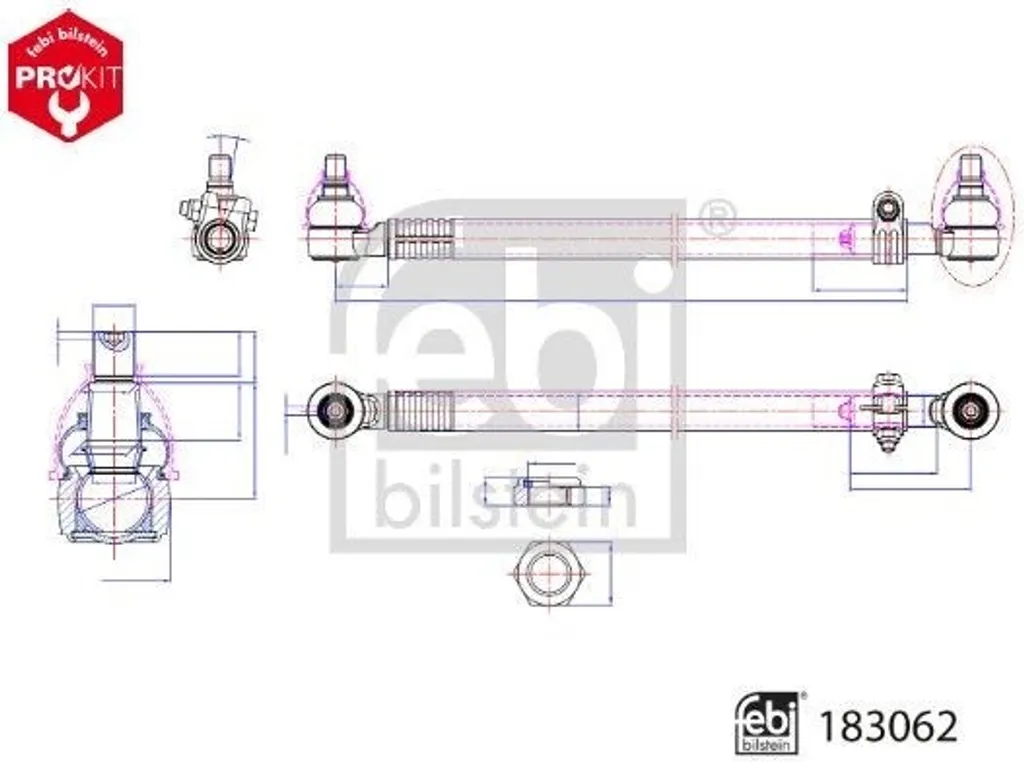Barre de direction 865mm FEBI 183062 acier renforcé pour MAN TGM I