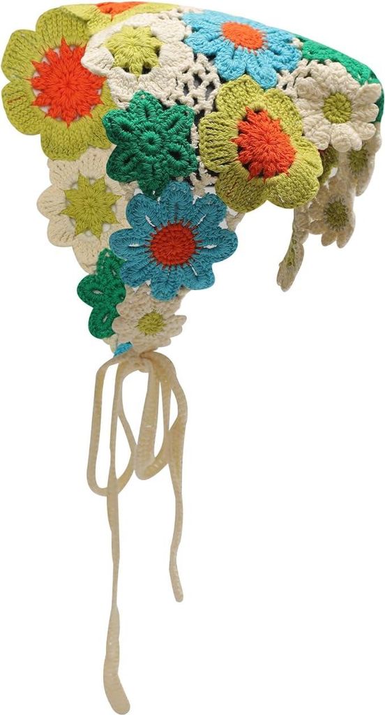 Katoen handgemachte Haarband Dreieck Bandana (Blumen Grün), eine Größe