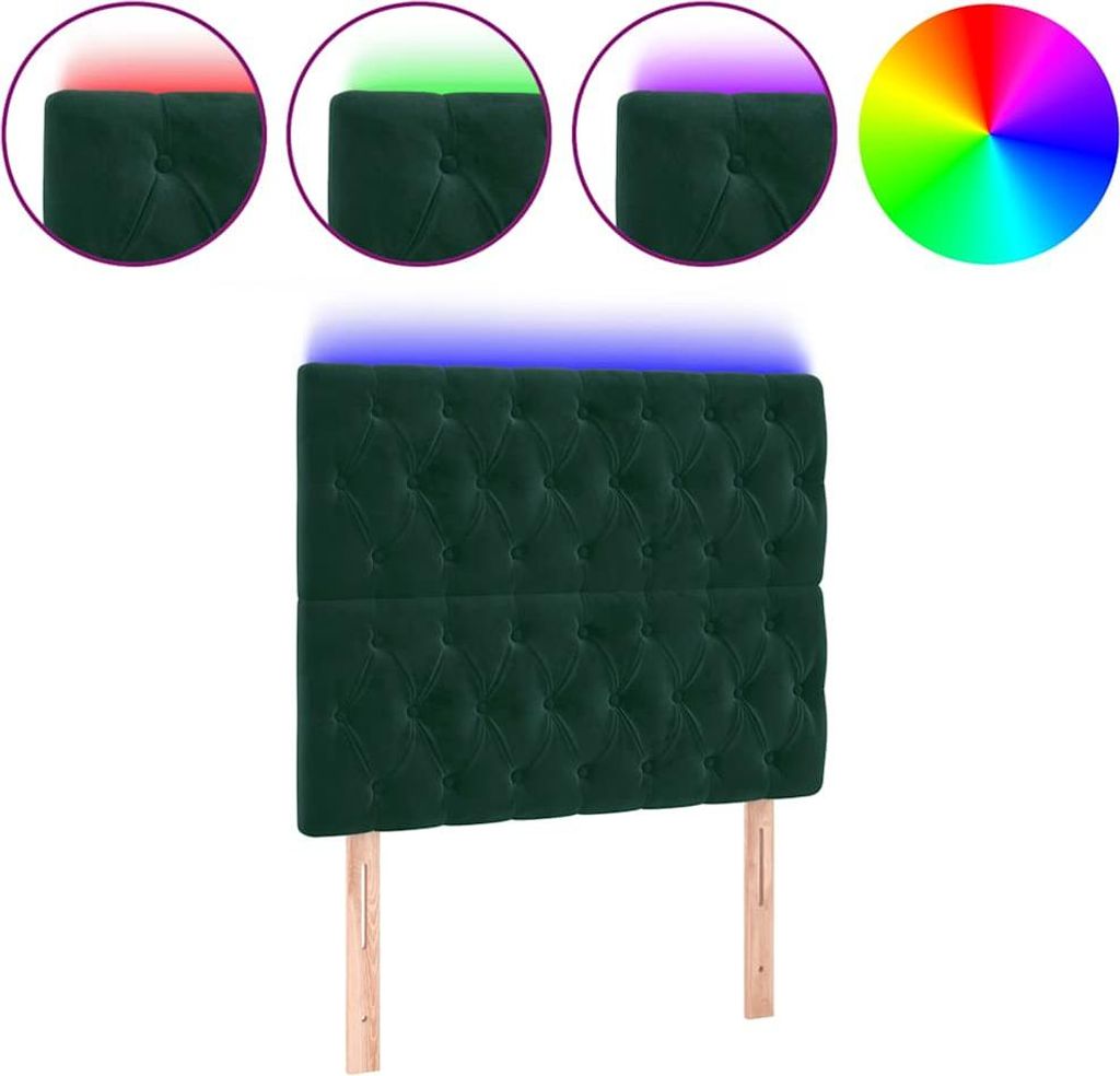 vidaXL LED Kopfteil Dunkelgrün 100x7x118/128 cm Samt