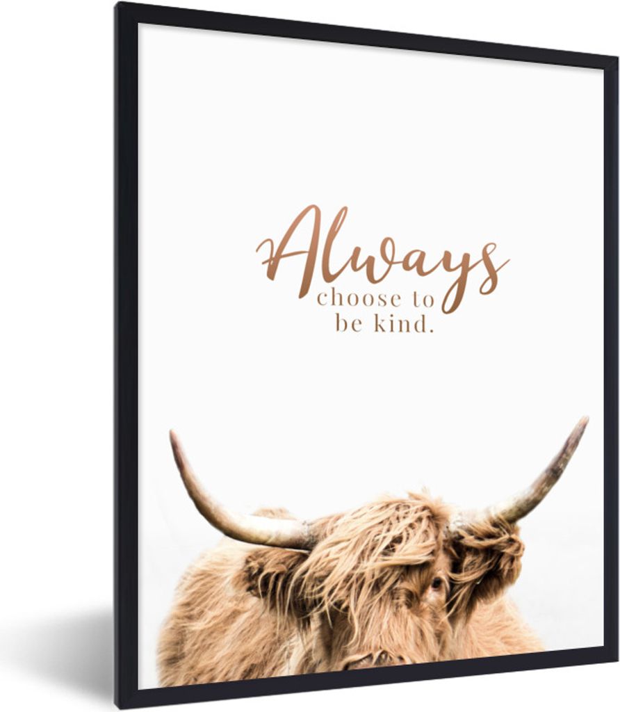MuchoWow Gerahmtes Poster Schottischer Highlander - Zitate - Hörner 60x80 cm - Poster mit Schwarzem Bilderrahmen Wandposter Rahmen Foto Bilder -...