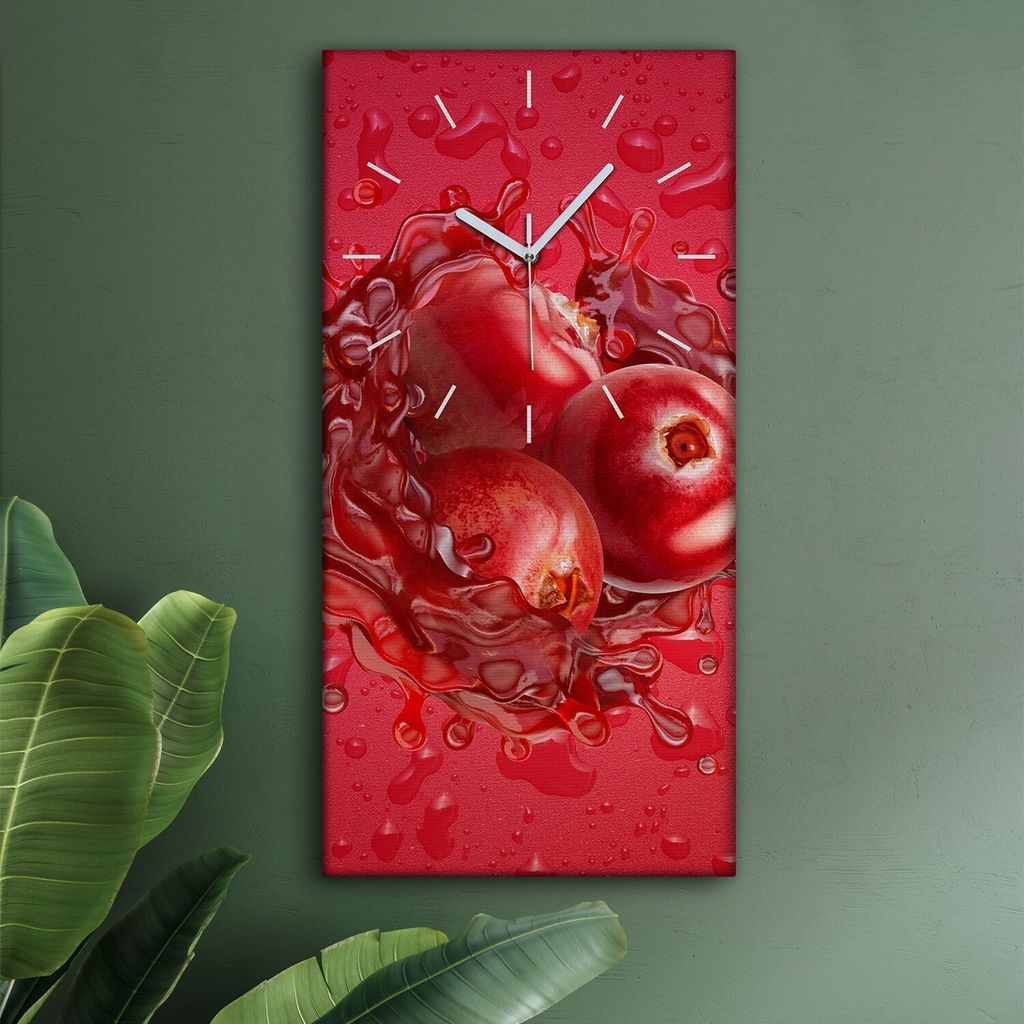 Wohnzimmer Leinwand Uhr Geräuschlos Küche 30x60 Früchte, Spritzen, Motive, weiße Zeiger