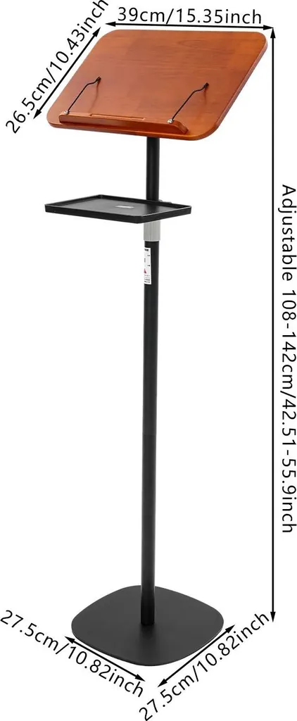 Support de livre bois ajustable et inclinable - Structure stable Marron - 4