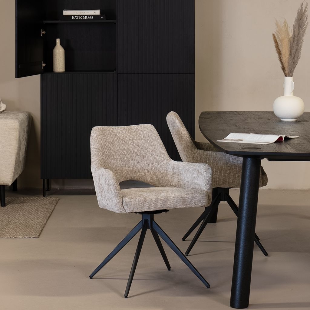 Esszimmerstuhl Drehbar - Beige - Stoff - Esszimmerstuhl Josh - Giga Meubel
