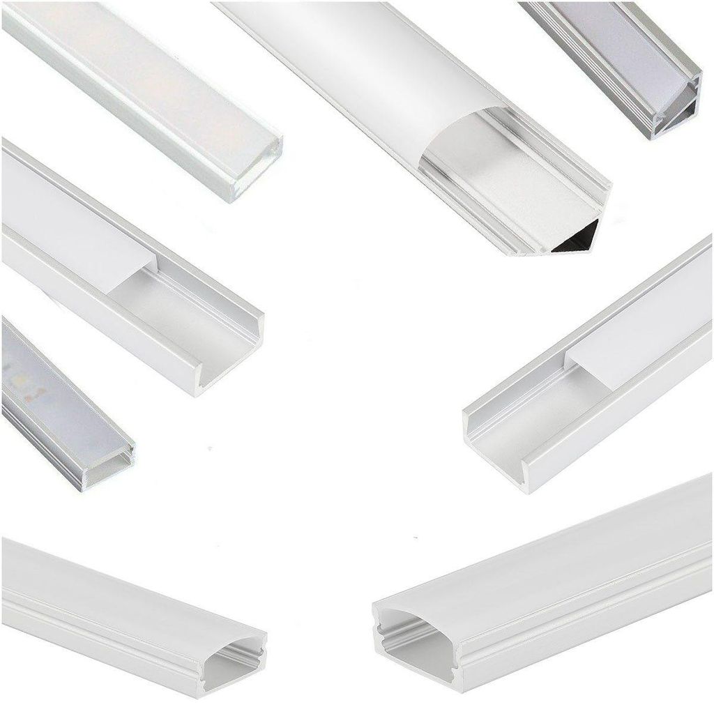 LED-Stripe-Profil, 5x LED Aluprofil Aluminium Profile Alu Produktbild 