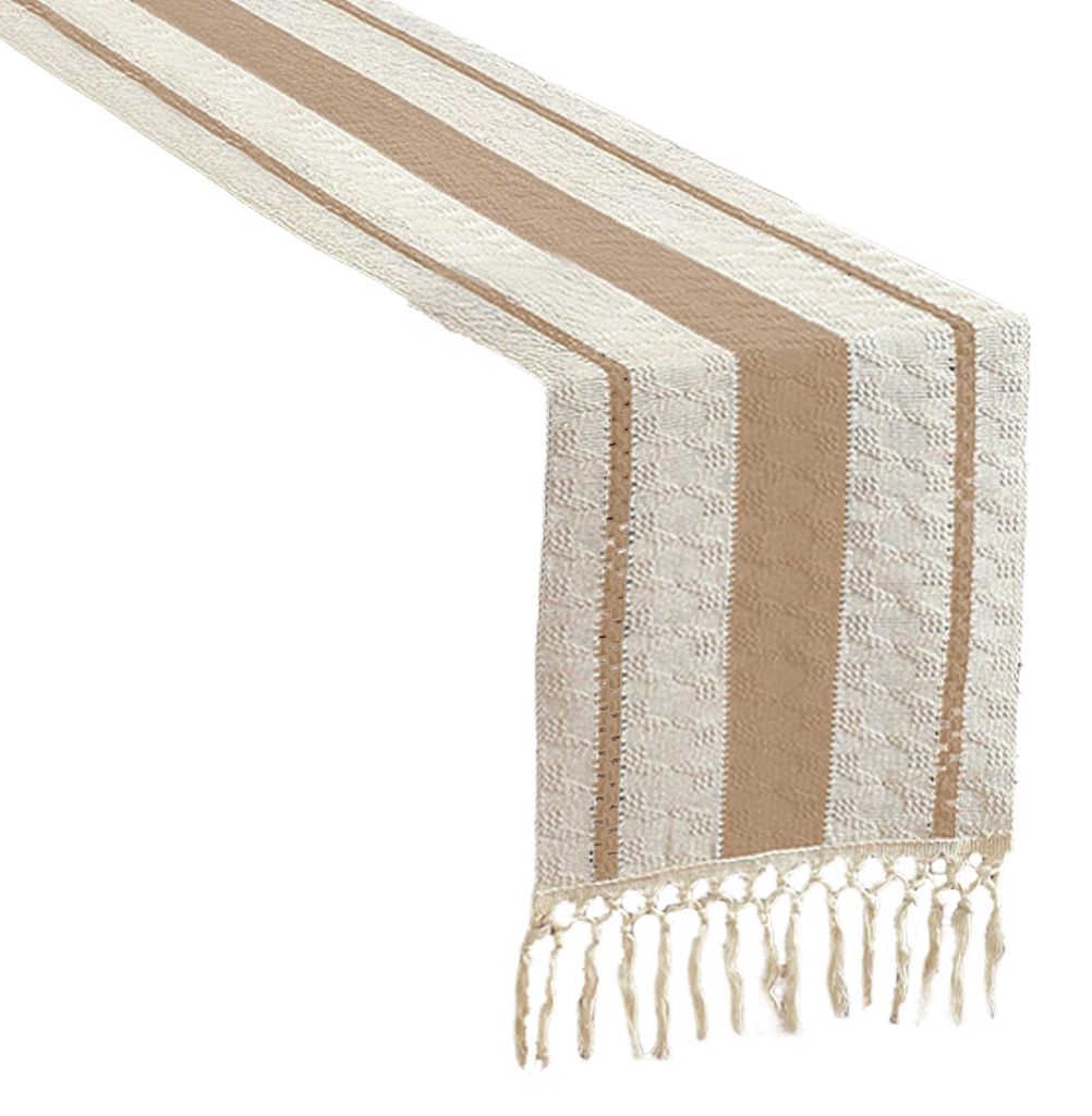 Tischläufer im nordischen Stil, farblich abgesetztes Design, pflegeleicht, mit Quaste, Tischaccessoire für das Weihnachtsfest